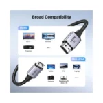 UGREEN HD163 (15514) Ultra High-Speed 8K Mini HDMI to HDMI Braided Cable (1m) - Black - Image 3