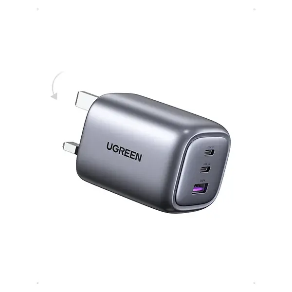 CD306-90663-1-600x600-1.webp UGREEN Nexode 90663 65W 3-Port USB-C & USB-A GaN Fast Wall Charger UK Plug (Space Gray) - Image 1