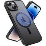 UGREEN 25400 LP748 Black Frame Frosted Back Plate Magnetic Protective Case for iPhone 15 (6.1-Inch)