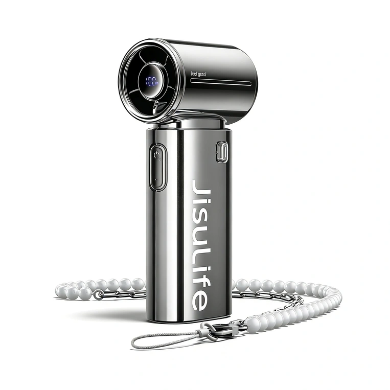 jisulife-handheld-fan-life9s-chrome-3-1.webp JISULIFE Handheld Fan Life9S Chrome – 27,000 RPM Turbo Portable Fan (5000mAh) - Image 1
