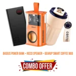Ultimate Travel Combo Offer - Baseus 22.5W 20000mAh Power Bank + RECCI RSK-W30 Wireless Speaker + Stainless Steel Smart Coffee Cup