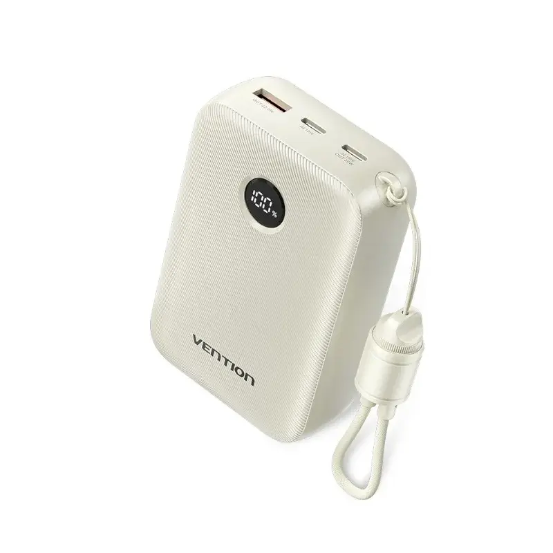 product_1764224602_6927ee5a565c2.webp Vention FKBN0-C 22.5W 20000mAh LED Display Power Bank with Built-in USB-C Cable – Space Black - Image 1