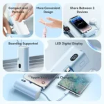 VENTION FHQP0 LED Display 4800mAh Mini Power Bank - Pink - Image 2