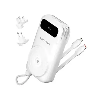 product_1781850116_6a34e0045f4f3.webp VENTION FHXW0 22.5W 10000mAh LED Display 6-in-1 Travel Power Bank with Built-in USB-C and Lightning Cable - Image 1